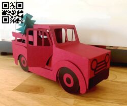 Christmas truck E0011002 file cdr and dxf free vector download for paper Laser cut