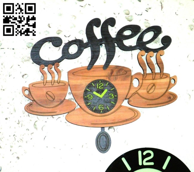 Coffe wall clock E0010974 file cdr and dxf free vector download for Laser cut