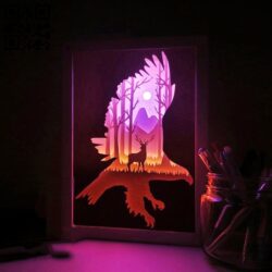 Deer and Eagle light box E0011091 file cdr and dxf free vector download for Laser cut