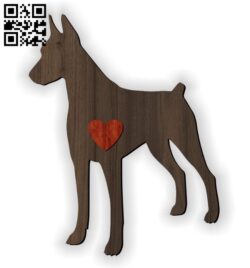Doberman with heart E0010958 file cdr and dxf free vector download for Laser cut