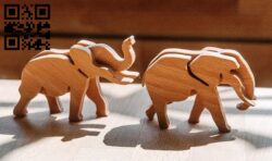 Elephants 3D puzzle E0011228 file cdr and dxf free vector download for Laser cut