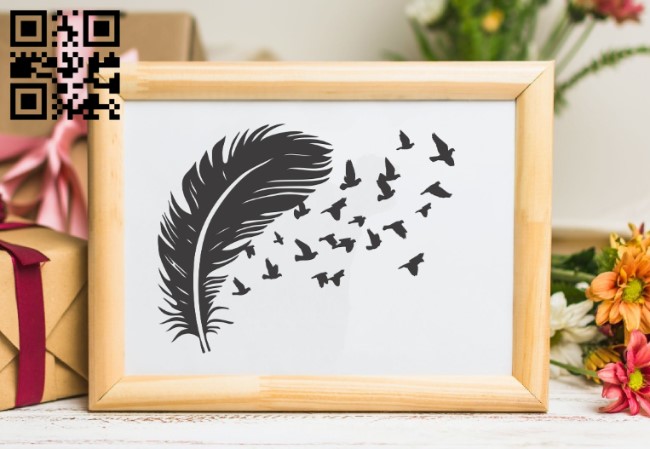 Feather with bird E0011153 file cdr and dxf free vector download for laser engraving machines