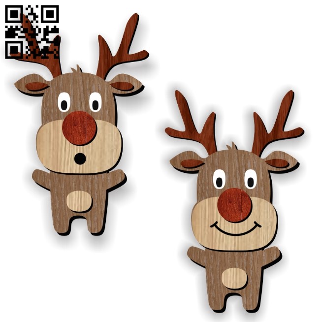 Funny reindeer E0011151 file cdr and dxf free vector download for laser cut