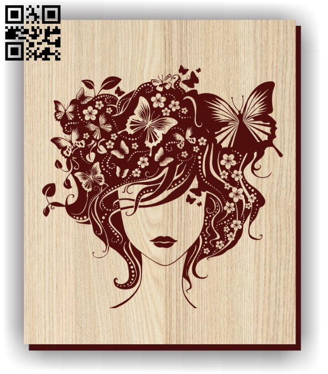 Girl and the butterfly E0011282 file cdr and dxf free vector download for laser engraving machines