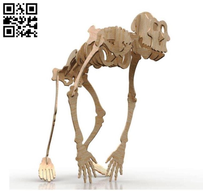 Gorilla skeleton E0011030 file cdr and dxf free vector download for Laser cut