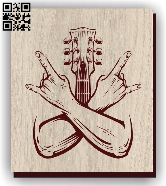 Hand and guitar E0011278 file cdr and dxf free vector download for laser engraving machines