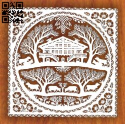 House in forest E0011319 file cdr and dxf free vector download for Laser cut
