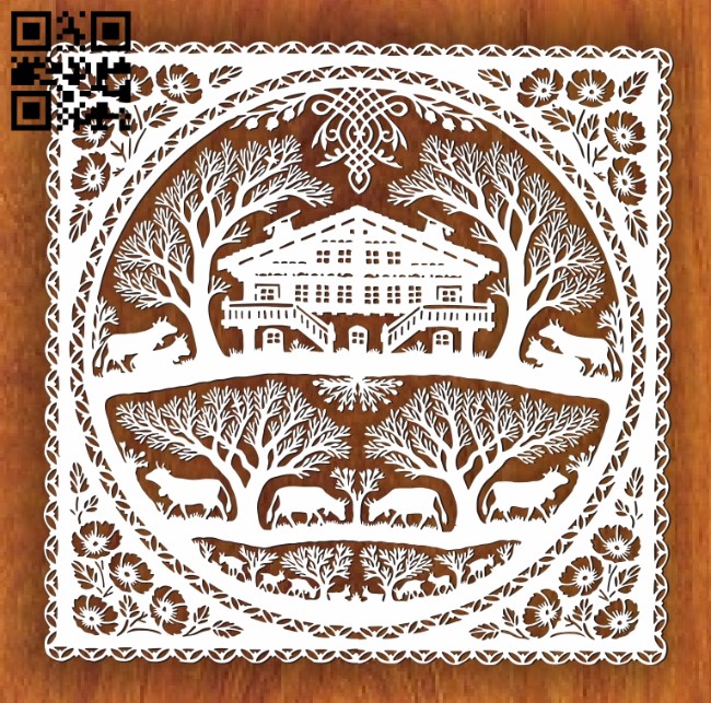 House in forest E0011319 file cdr and dxf free vector download for Laser cut1