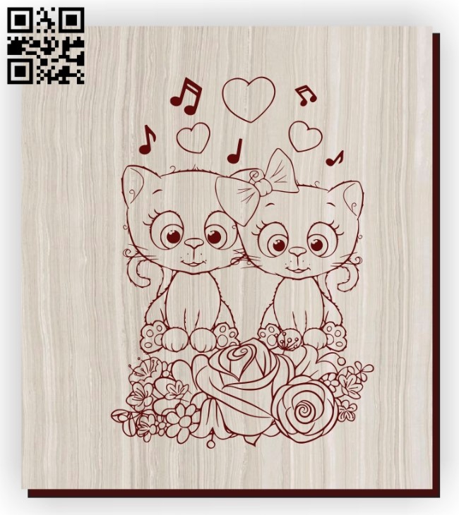 Kittens Cute E0011173 file cdr and dxf free vector download for laser engraving machines