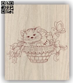 Kittens in the basket E0011309 file cdr and dxf free vector download for laser engraving machines