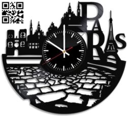 Laser Cut France Paris City wall clock E0011278 file cdr and dxf free vector download for laser cut