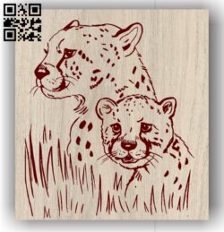 Leopard mother and Cheetahs E0011305 file cdr and dxf free vector download for laser engraving machines