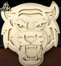 Multilayer tiger E0011345 file cdr and dxf free vector download for Laser cut