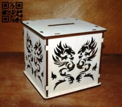 Piggy bank with dragon E0011048 file cdr and dxf free vector download for laser cut