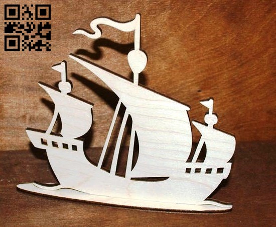 Sailing Ship E0011061file cdr and dxf free vector download for Laser cut