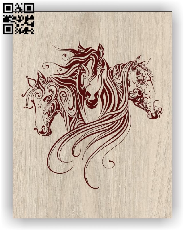 Three horses E0011339 file cdr and dxf free vector download for print or laser engraving machines