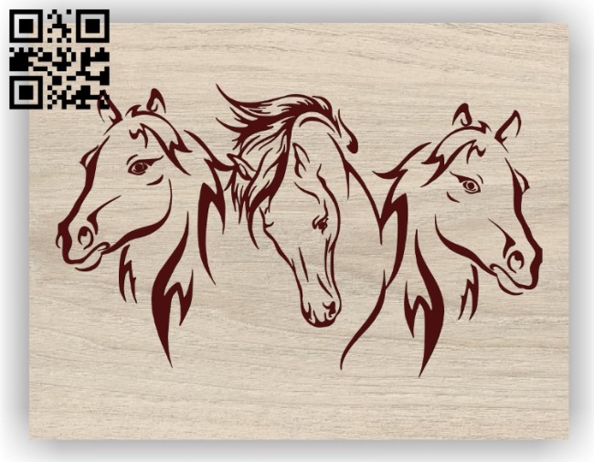 Three horses E0011340 file cdr and dxf free vector download for print or laser engraving machines