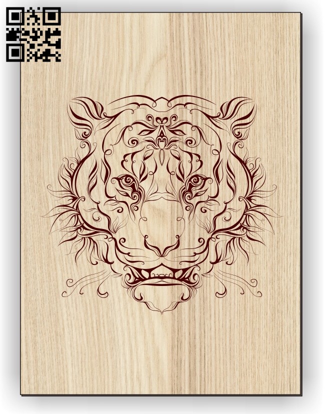 Tiger E0011250 file cdr and dxf free vector download for laser engraving machines