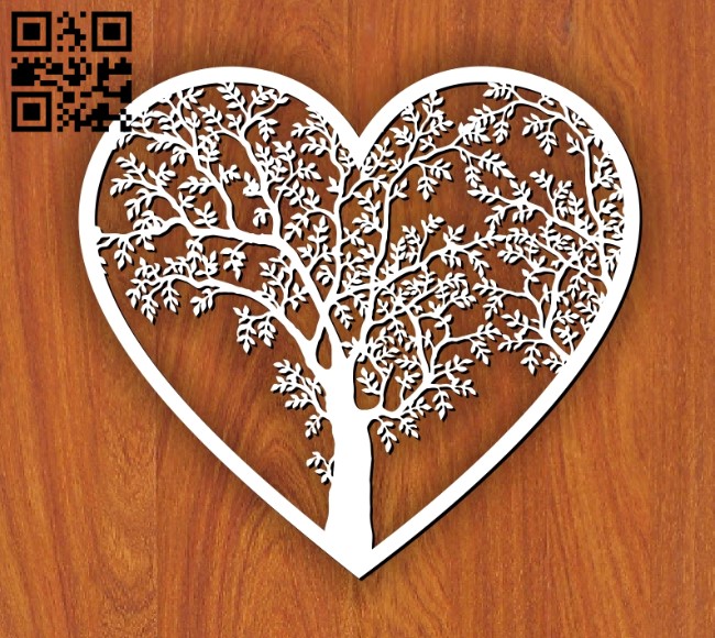 Tree and heart E0011077 file cdr and dxf free vector download for laser cut