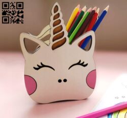 Unicorn pencil holder E0011149 file cdr and dxf free vector download for laser cut