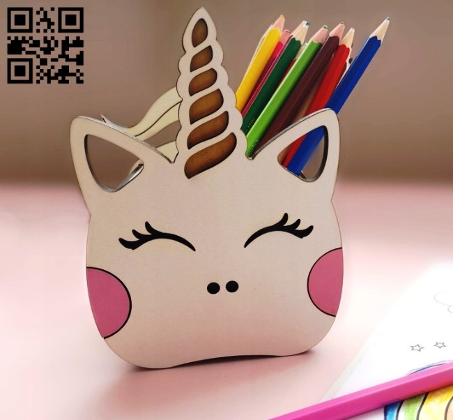 Unicorn pencil holder E0011149 file cdr and dxf free vector download for laser cut