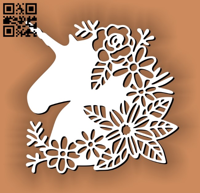 Unicorns with flowers E0011192 file cdr and dxf free vector download for Laser cut