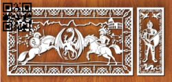 Warrior with dragons E0011322 file cdr and dxf free vector download for Laser cut