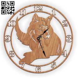 Wolf clock E0011310 file cdr and dxf free vector download for Laser cut