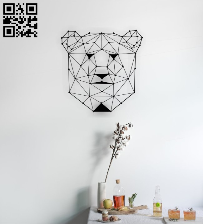 Bear head E0011393 file cdr and dxf free vector download for Laser cut