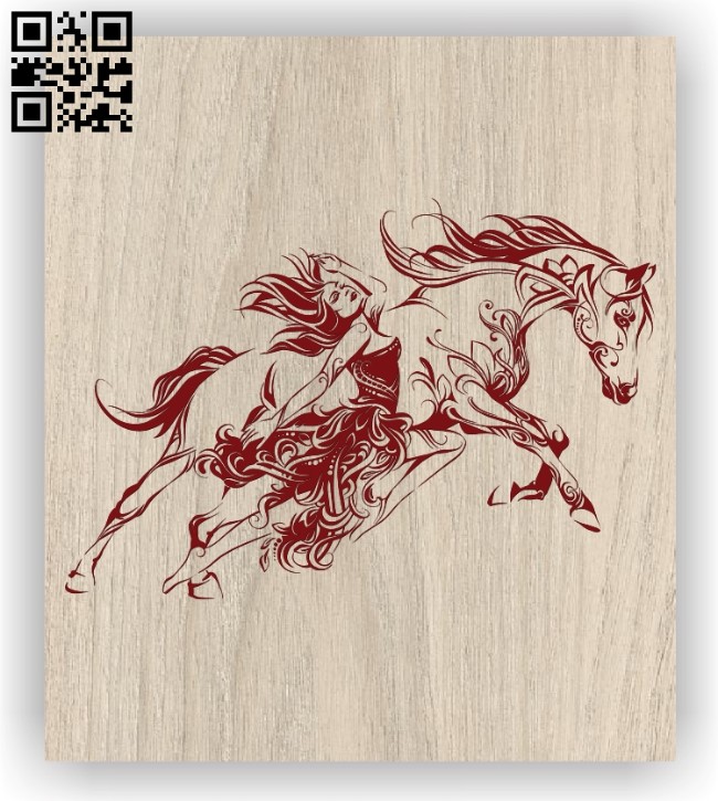 Beauty and horse E0011400 file cdr and dxf free vector download for laser engraving machines