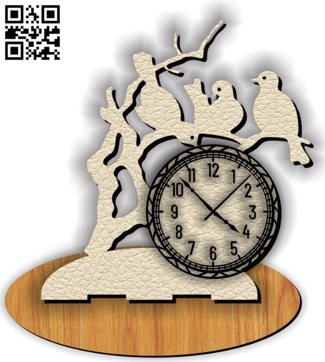 Bird clock E0011633 file cdr and dxf free vector download for laser cut