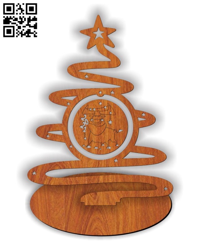 Christmas tree with 2021 symbol E0011613 file cdr and dxf free vector download for Laser cut