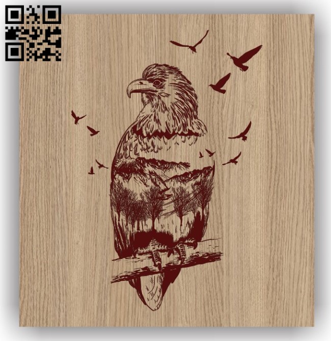 Eagle with forest E0011490 file cdr and dxf free vector download for laser engraving machines 1