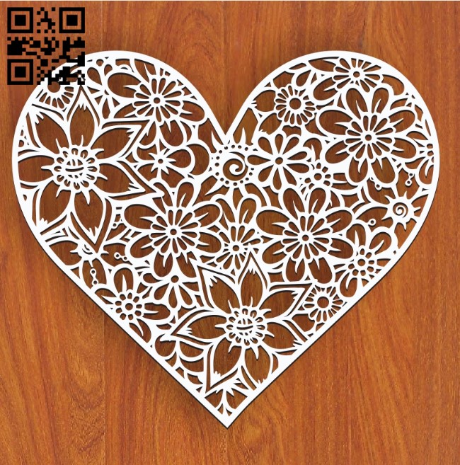 Floral heart E0011375 file cdr and dxf free vector download for Laser cut