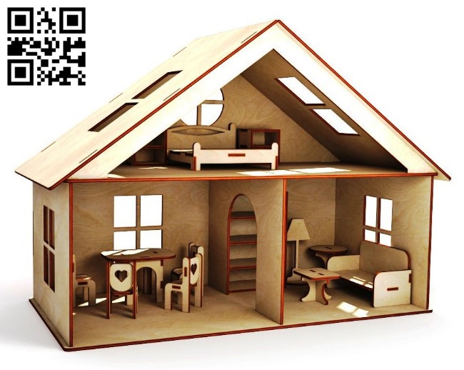 House with furniture E0011425 file cdr and dxf free vector download for laser cut