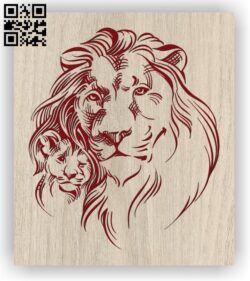 Lion father and son E0011399 file cdr and dxf free vector download for laser engraving machines