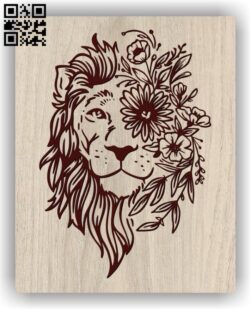 Lion with flowers E0011360 file cdr and dxf free vector download for laser engraving machines