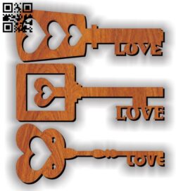 Love key E0011634 file cdr and dxf free vector download for laser cut