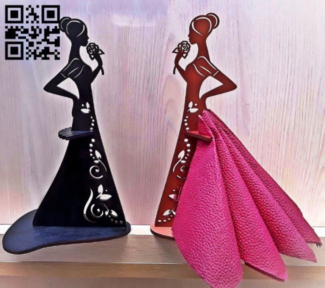 Napkin holder girl flower E0011618 file cdr and dxf free vector download for Laser cut