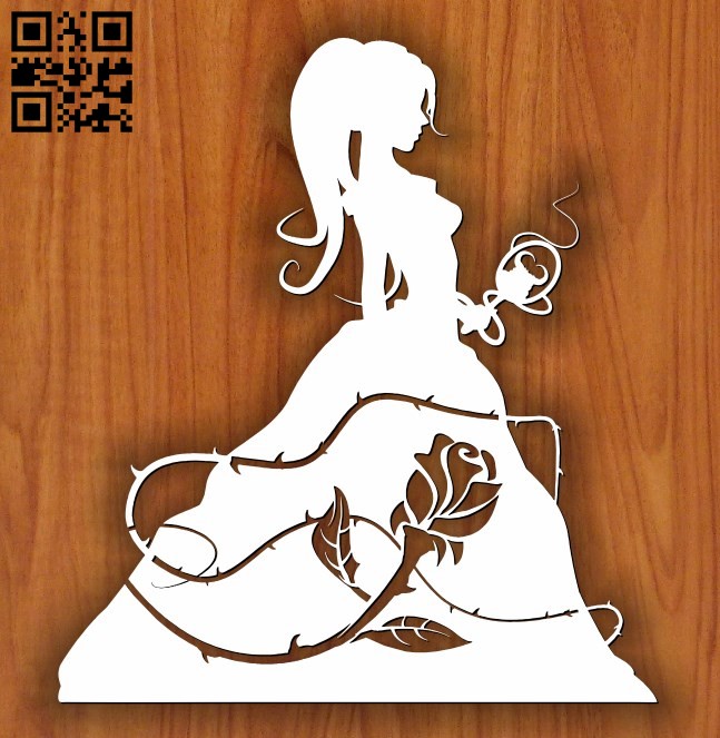Princess with roses E0011491 file cdr and dxf free vector download for laser cut