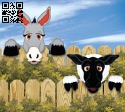 Sheep and donkey on the fence E0011535 file cdr and dxf free vector download for Laser cut