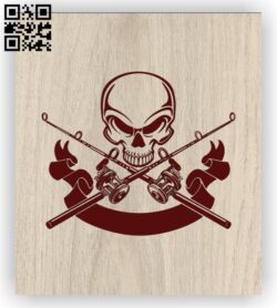 Skulls with fishing rods E0011452 file cdr and dxf free vector download for laser engraving machines