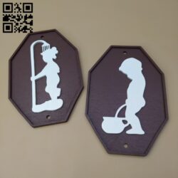Toilet and Bathroom Plates E0011526 file cdr and dxf free vector download for Laser cut