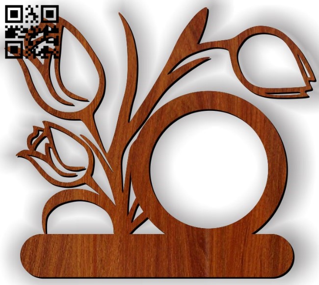 Tulips photo frame E0011517 file cdr and dxf free vector download for Laser cut