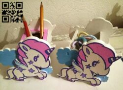 Unicorn pencil holder E0011386 file cdr and dxf free vector download for Laser cut