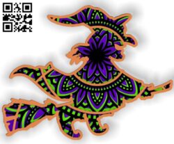 Witch multilayer halloween E0011532 file cdr and dxf free vector download for Laser cut
