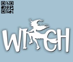 Witch rides a broom E0011589 file cdr and dxf free vector download for Laser cut