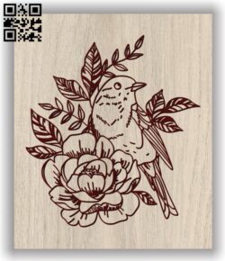 Bird and flowers E0011661 file cdr and dxf free vector download for laser engraving machines