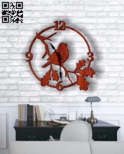 Bird clock E0011783 file cdr and dxf free vector download for Laser cut