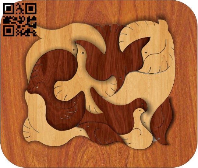 Birds puzzle E0011772 file cdr and dxf free vector download for Laser cut